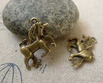 Accessories - 20 Pcs Of Antique Bronze Unicorn Charms Pendants 17x24mm  A6305