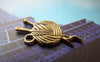 Accessories - 20 Pcs Of Antique Bronze Yarn Ball With Knitting Needles Charms 11x25mm A1449
