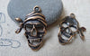 Accessories - 20 Pcs Of Antique Copper Filigree Pirate Skull Charms 19x25mm A7219