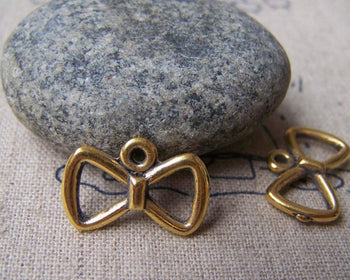 Accessories - 20 Pcs Of Antique Gold  Bow Tie Knot Charms 12x19mm  A795