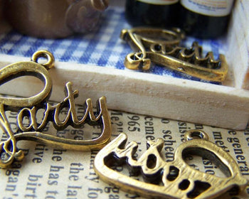 Accessories - 20 Pcs Of Antique Gold English Word Party Charms 19x20mm A1391