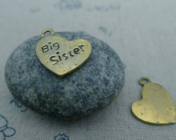 Accessories - 20 Pcs Of Antique Gold Flat Heart Charms 17mm A1354