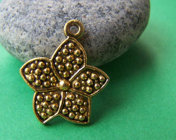 Accessories - 20 Pcs Of Antique Gold Flower Charms 18x21mm A674