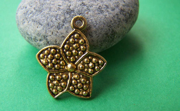 Accessories - 20 Pcs Of Antique Gold Flower Charms 18x21mm A674