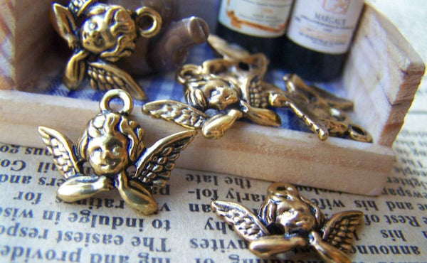 Accessories - 20 Pcs Of Antique Gold Lovely Angel Charms 11x20mm A1542