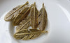 Accessories - 20 Pcs Of Antique Gold Lovely Feather Leaf Charms  9x30mm A6871