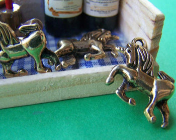 Accessories - 20 Pcs Of Antique Gold Unicorn Charms Pendants 17x24mm A3049