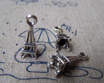 Accessories - 20 Pcs Of Antique Silver 3D Eiffel Tower Charms Pendants 6x15mm A1654