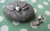 Accessories - 20 Pcs Of Antique Silver 3D Heart Wing Charms  10x28mm A898