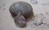 Accessories - 20 Pcs Of Antique Silver Abstract Textured Round Pendant Charms 19x24mm A2470