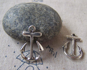Accessories - 20 Pcs Of Antique Silver Anchor Charms Pendant 15x23mm A5407