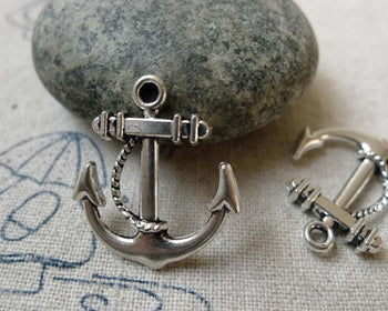 Accessories - 20 Pcs Of Antique Silver Anchor Charms Pendant 20x23mm A6523