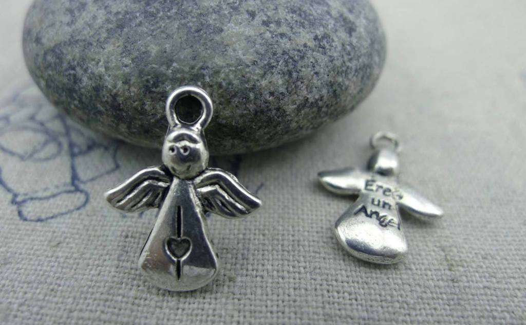 Accessories - 20 Pcs Of Antique Silver Angel Charms 13x17mm A1307