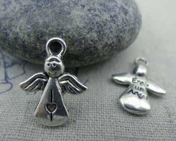 Accessories - 20 Pcs Of Antique Silver Angel Charms 13x17mm A1307