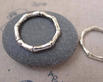 Accessories - 20 Pcs Of Antique Silver Bamboo Ring Charms 22mm A7502