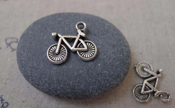 Accessories - 20 Pcs Of Antique Silver Bicycle Bike Charms  14x15mm A7449