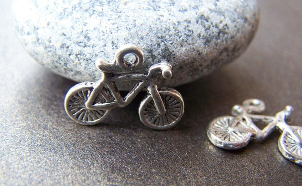 Accessories - 20 Pcs Of Antique Silver Bicycle Bike Charms  14x16mm A934