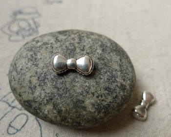 Accessories - 20 Pcs Of Antique Silver Bowtie Knot Spacer Beads 6x12mm  A6440
