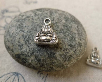 Accessories - 20 Pcs Of Antique Silver Buddha Charms 9x12mm Double Sided A6303