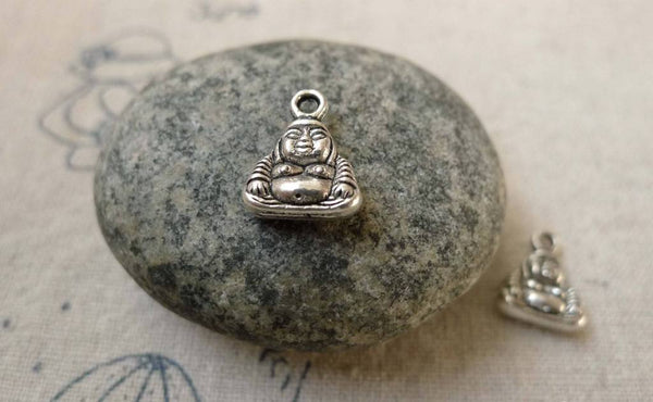 Accessories - 20 Pcs Of Antique Silver Buddha Charms 9x12mm Double Sided A6303