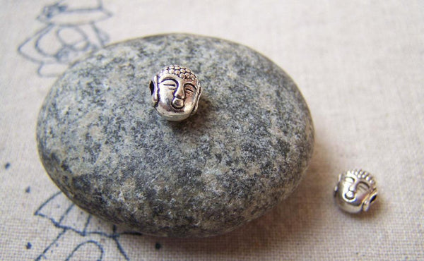 Accessories - 20 Pcs Of Antique Silver Buddha Head Beads Charms 7mm A5723