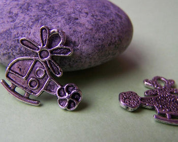 Accessories - 20 Pcs Of Antique Silver Chopper Helicopter Charms  17mm A3137