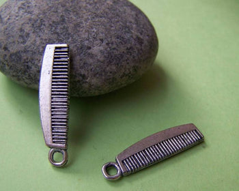 Accessories - 20 Pcs Of Antique Silver  Comb Charms 6.5x25.5mm A4077