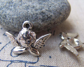 Accessories - 20 Pcs Of Antique Silver Cupid Angel Charms 15x20mm A1533