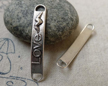 Accessories - 20 Pcs Of Antique Silver Curved Bracelet Connector Charms 6x38mm  A6196