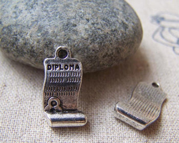 Accessories - 20 Pcs Of Antique Silver Diploma Scroll Charms 10x18mm A1327