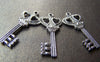Accessories - 20 Pcs Of Antique Silver Double Heart Key Charms 17x35mm A1230