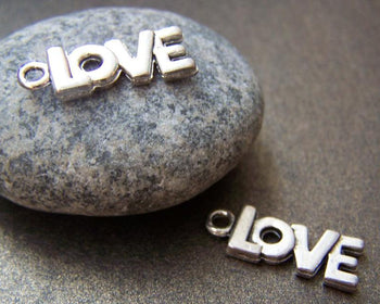 Accessories - 20 Pcs Of Antique Silver English Word Charms 7x17mm A3393
