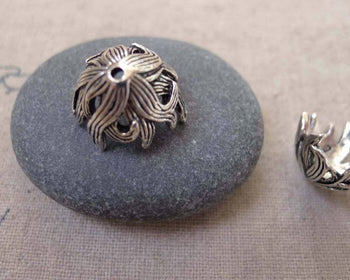 Accessories - 20 Pcs Of Antique Silver Filigree Bead Caps 10x15mm A7423