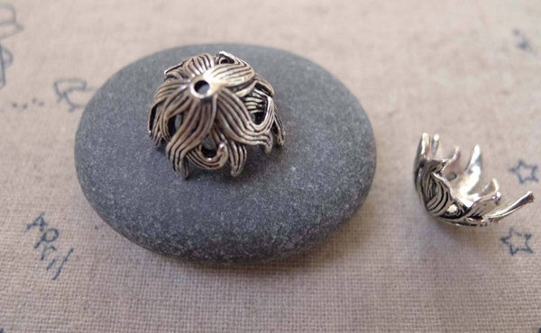 Accessories - 20 Pcs Of Antique Silver Filigree Bead Caps 10x15mm A7423