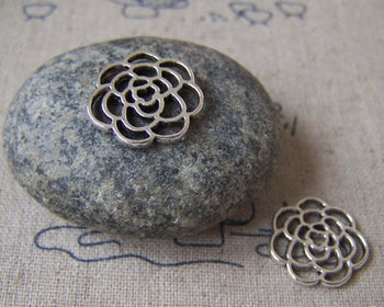 Accessories - 20 Pcs Of Antique Silver Filigree Flower Connector Charms 15mm A3269