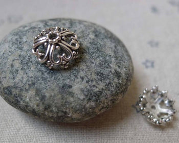 Accessories - 20 Pcs Of Antique Silver Filigree Flower Spacer Bead Caps 12mm A5927