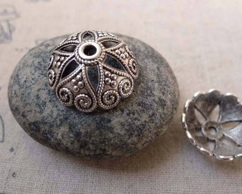 Accessories - 20 Pcs Of Antique Silver Filigree Flower Spacer Bead Caps 7x20mm A6217