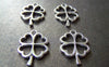 Accessories - 20 Pcs Of Antique Silver Filigree Four-Leaf Clover Lucky Flower Charms  17x25mm A3426