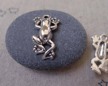 Accessories - 20 Pcs Of Antique Silver Filigree Leaping Frog Charms 12x20mm A7467