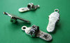 Accessories - 20 Pcs Of Antique Silver  Flower Flip Flop Charms 10x20mm A3287