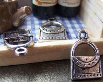 Accessories - 20 Pcs Of Antique Silver Handbag Charms Pendants 10x18mm A847