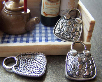 Accessories - 20 Pcs Of Antique Silver Handbag Charms Pendants 15x20mm A865