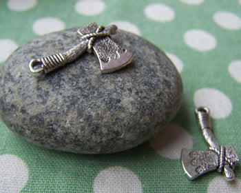 Accessories - 20 Pcs Of Antique Silver Hatchet Axe Charms 13x22mm A863