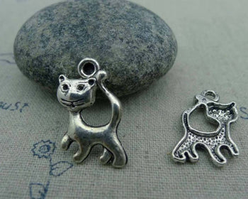 Accessories - 20 Pcs Of Antique Silver Kitten Cat Charms 15x22mm A1146