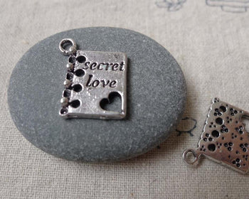 Accessories - 20 Pcs Of Antique Silver Love Book Charms  13x15mm A7177