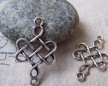 Accessories - 20 Pcs Of Antique Silver Lovely Chinese Knot Connector Charms 18x31mm A5637