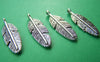 Accessories - 20 Pcs Of Antique Silver Lovely Feather Leaf Charms  9x30mm A1122