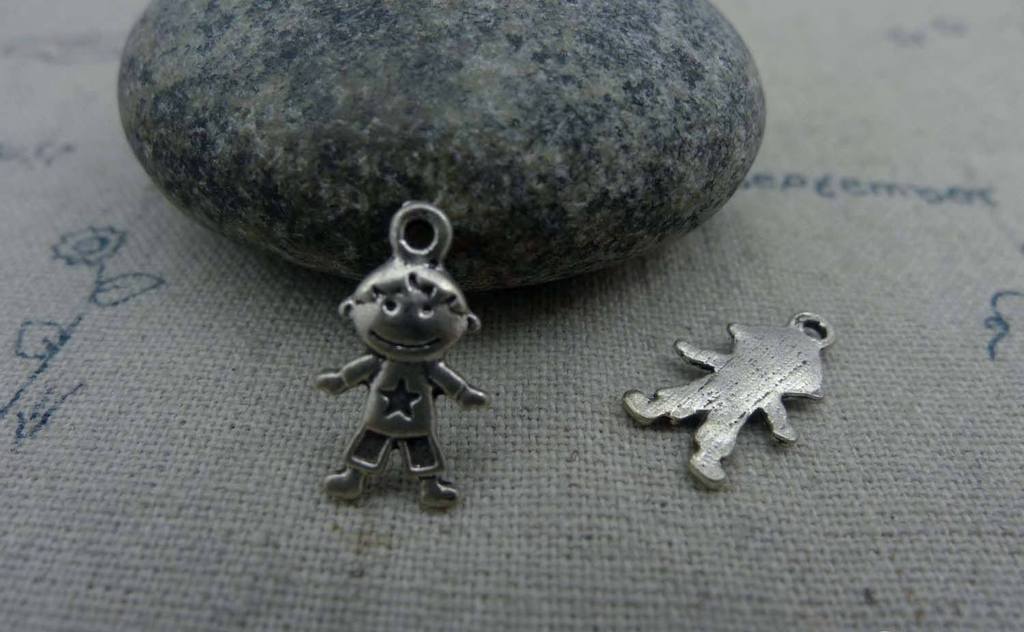 Accessories - 20 Pcs Of Antique Silver Lovely Little Star Boy Charms 9x15mm A1548
