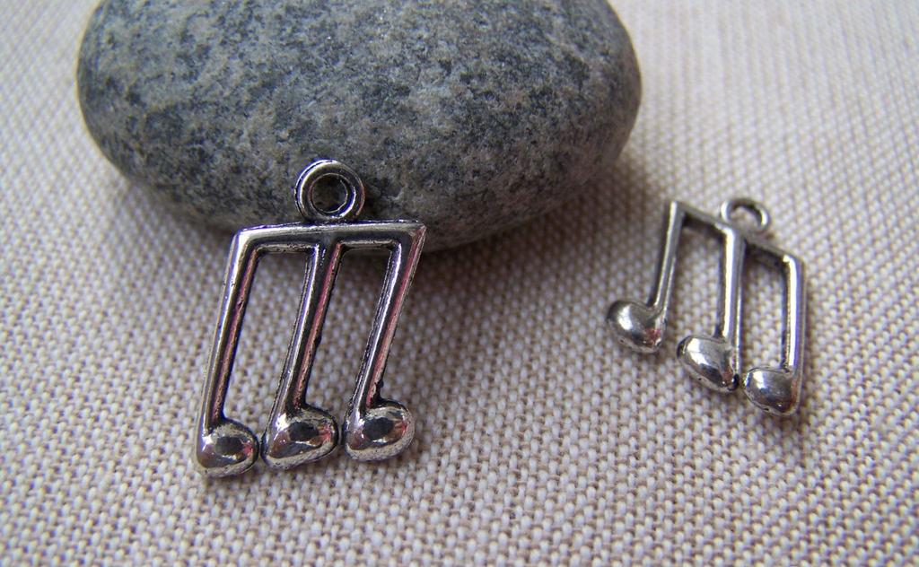 Accessories - 20 Pcs Of Antique Silver Lovely Music Note Charms 12x20mm A1667