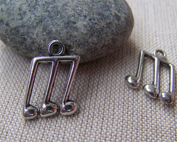 Accessories - 20 Pcs Of Antique Silver Lovely Music Note Charms 12x20mm A1667